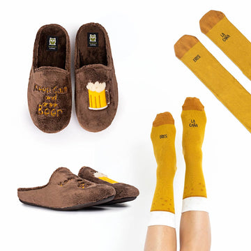 Pack Calcetín "Eres la caña" + Slippers Keep Calm and Drink Beer
