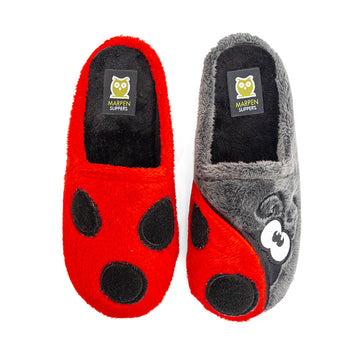 Slippers Mariquita Gris y Rojo