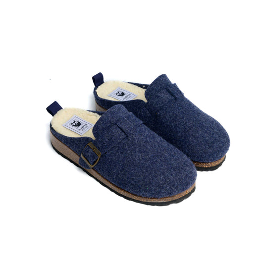 Slippers BIO Fieltro Marino con hebilla
