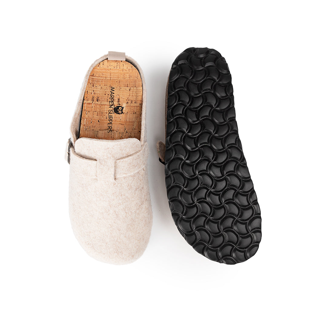 Slippers BIO Fieltro Beig Claro con hebilla