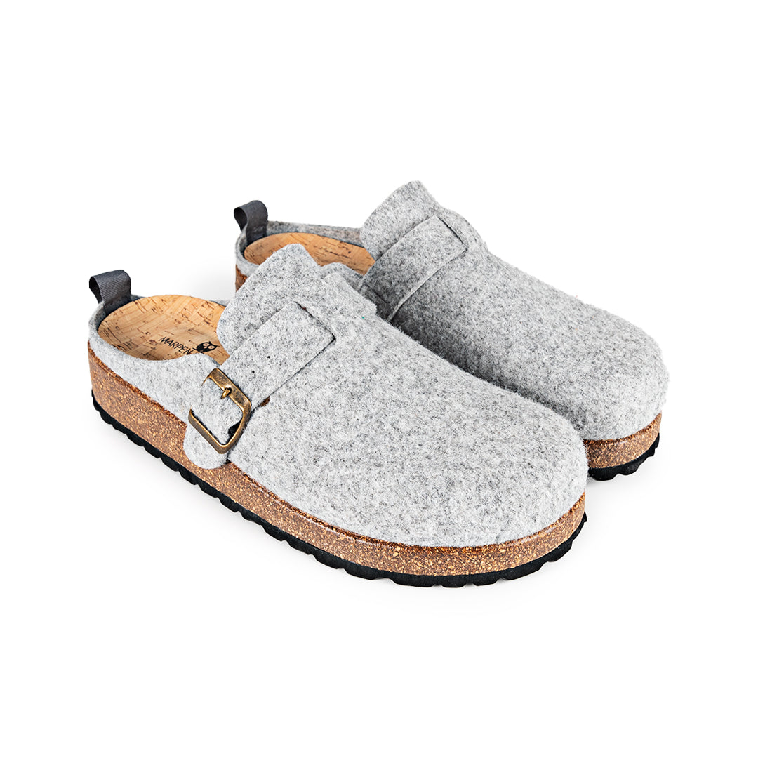 Slippers BIO Fieltro Gris Claro con hebilla