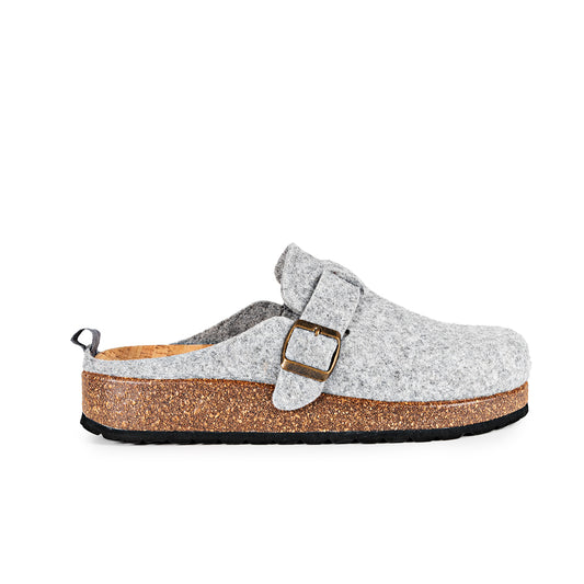 Slippers BIO Fieltro Gris Claro con hebilla