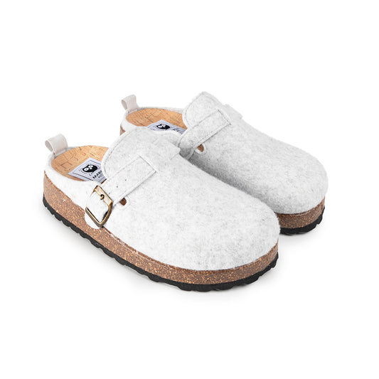 Slippers BIO Fieltro Beig Claro con hebilla