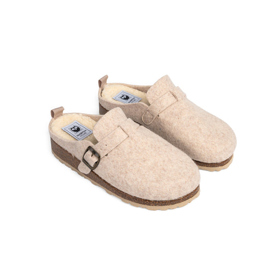 Slippers BIO Fieltro Beig con hebilla