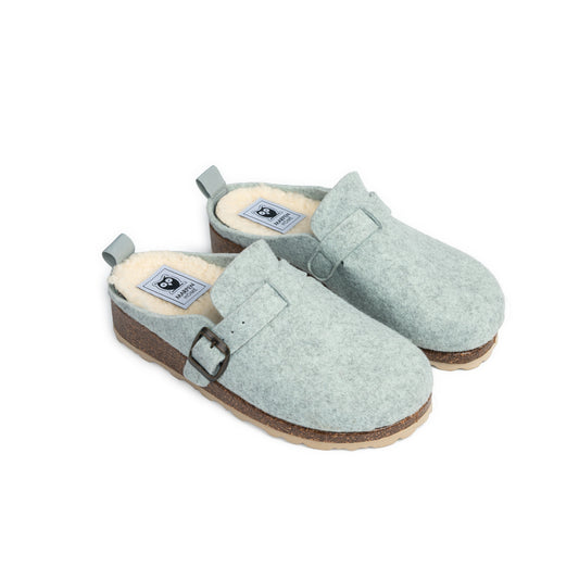 Slippers BIO Fieltro Verde con hebilla