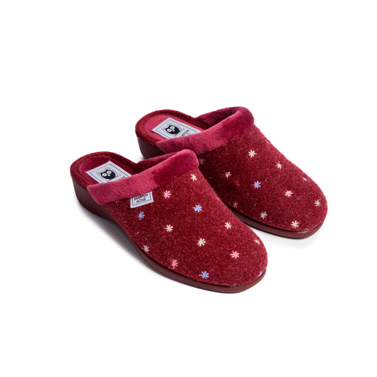 SLIPPERS CUÑA VULCANIZADO BURDEOS