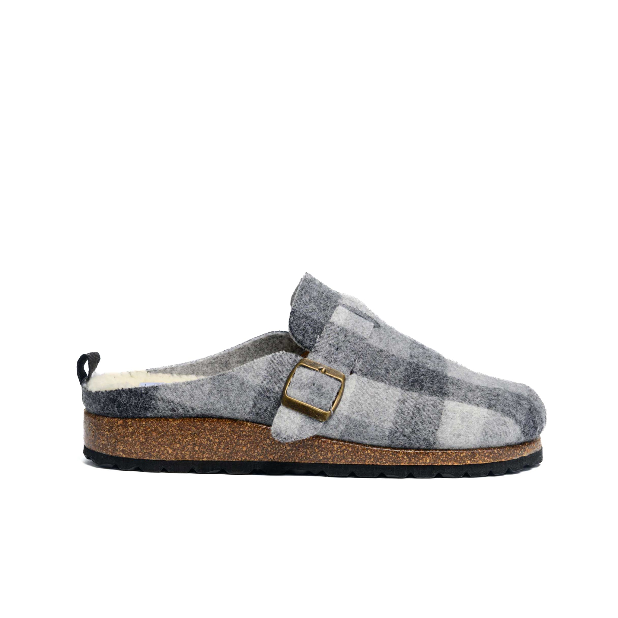 Slippers BIO Fieltro gris con hebilla