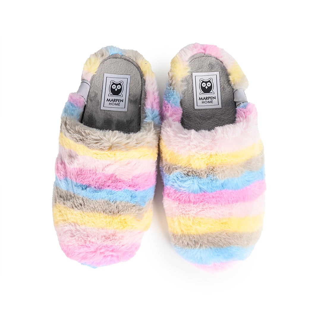 Slippers Rayas Soft Gris-Rosa