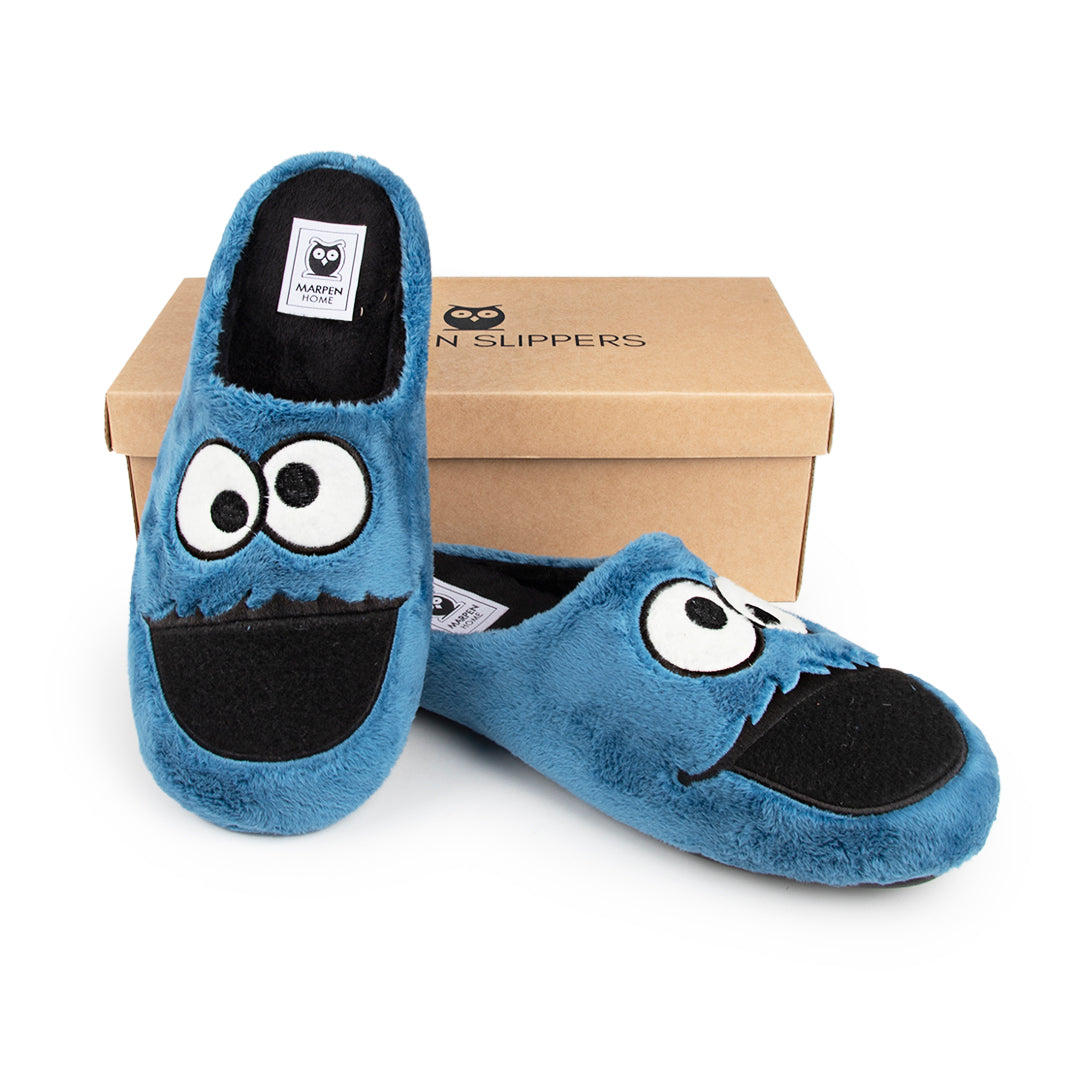 Slippers Monstruo Azul – en su caja