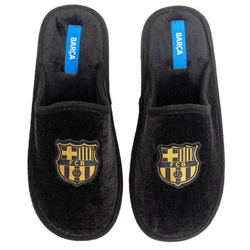 Slippers FC Barcelona Suatex en Negro (Suela Ligera)