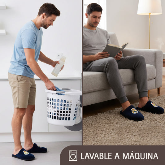 Zapatillas de casa Real Madrid Oficiales Temporada 24-25 en Suatex Azul Marino (Suela Ligera)