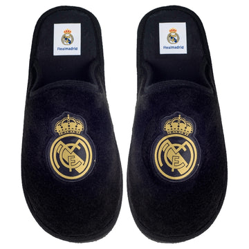 Zapatillas de casa Real Madrid Oficiales Temporada 24-25 en Suatex Negras (Suela Ligera)