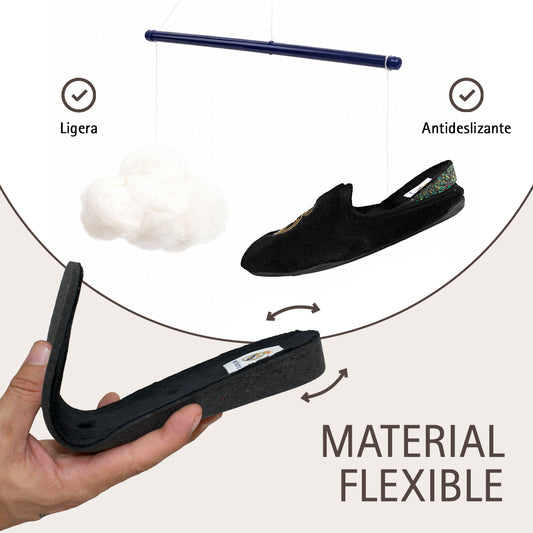 Zapatillas de casa Real Madrid Oficiales Temporada 24-25 en Suatex Negras (Suela Ligera)