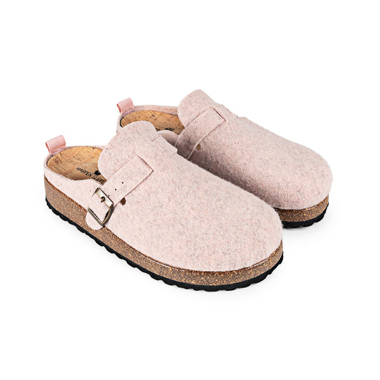 Slippers BIO Fieltro rosa con hebilla