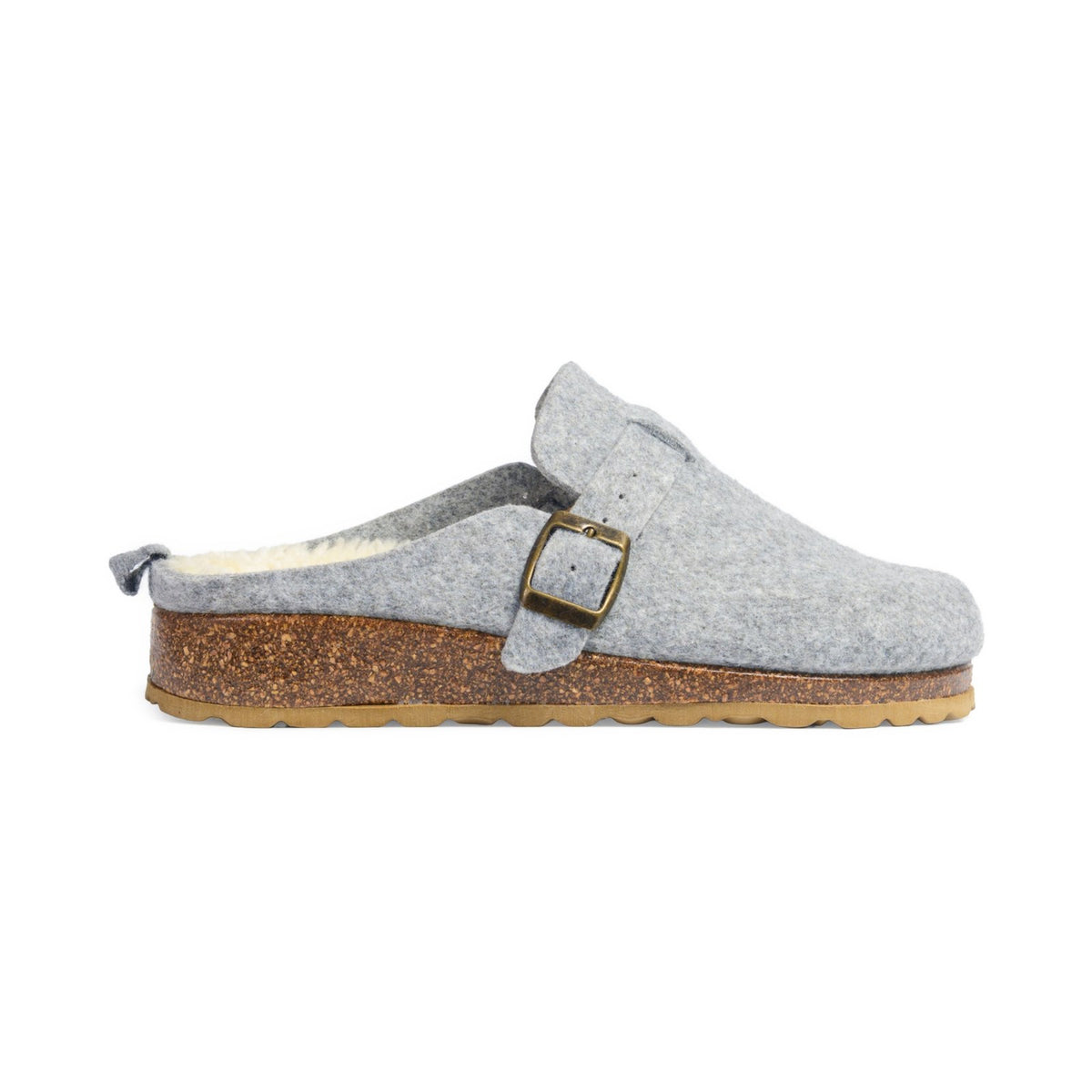 Zuecos Hebilla Gris – vista lateral