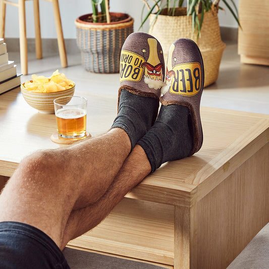 Slippers "Born to Drink Beer" Marrón